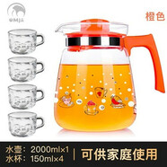 金熊冷水壺大容量耐高溫泡壺簡(jiǎn)約涼水壺果汁飲料壺1L以上 1ml 金熊jt521橙色+4個(gè)清新杯0ml
