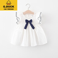 G.DUCKKIDS童裝女童連衣裙夏款洋氣兒童小女孩公主裙0一1-3歲嬰兒女寶寶裙子 白色 乖乖女裙 90 cm