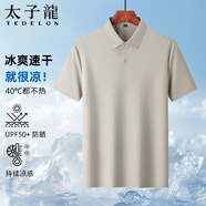 太子龍（TEDELON）短袖polo衫男士夏季涼感透氣中年商務(wù)休閑翻領(lǐng)百搭T恤衫 杏色2XL