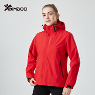 Simboo沖鋒衣男女潮牌三合一夾克外套秋冬硬殼防寒登山服戶(hù)外保暖防風(fēng)衣 6268紅色-女 XL