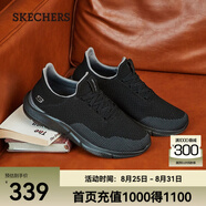 斯凱奇（Skechers）七夕禮物男鞋夏季百搭休閑鞋運動(dòng)鞋一腳蹬減震舒適透氣網(wǎng)面鞋 全黑色/65867-BBK 45