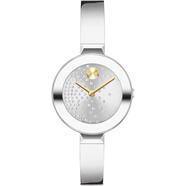 摩凡陀（Movado）女士手表 手鐲式腕表瑞士石英不銹鋼表帶輕奢時尚表盤女表 送女友 Silver Gold with Crystal