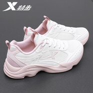 特步（XTEP）女鞋運(yùn)動(dòng)鞋跑步鞋子女2025秋季新款皮面網(wǎng)面休閑鞋老爹鞋旅游鞋 0019帆白/淺粉色 35
