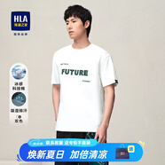 HLA海瀾之家短袖T恤男吸濕排汗涼感短袖男HNTBJ2W105A 米白花紋A5 165/84A