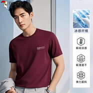 啄木鳥（TUCANO）60S莫代爾棉短袖T恤男2025夏季冰感薄款半袖簡約寬松冰絲速干上衣 棗紅 XL 【適合130-145斤】