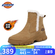 Dickies女士雪地靴女靴冬季加絨加厚短靴保暖棉鞋靴子 黃棕 37 