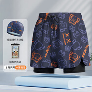佑游泳褲男士防尷尬平角大碼專業(yè)溫泉游泳館游泳褲24008橘色小熊2XL