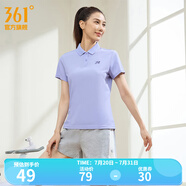 361度運動翻領(lǐng)t恤2025年春夏季新款休閑透氣短袖情侶POLO衫 【女款】淡薄紫 L