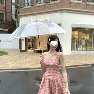 AFTER MONDAY韓系甜心雪莉玫連衣裙女夏格紋A字收腰吊帶裙少女感俏皮甜美 彈力打纜背格紋吊帶裙(短裙) 版 均碼 收藏關(guān)注優(yōu)先發(fā)貨