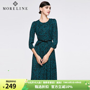 MORELINE沐蘭氣質(zhì)復(fù)古印花連衣裙女士洋氣顯瘦中長(zhǎng)裙圓領(lǐng)高端奢華大牌 圖片色 38