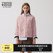Teenie Weenie小熊針織開衫女春季時(shí)尚簡約風(fēng)優(yōu)雅溫柔毛衣短外套女 粉紅 L (170)