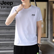 JEEP SPIRIT吉普純棉短袖t恤男士2025夏季新款寬松圓領(lǐng)休閑半袖體恤男裝上衣 JP301白色 M 【100-115斤】