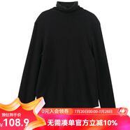 雲上生活秋冬復古休閑磨毛暖絨打底衫溫暖內搭長(cháng)袖高領(lǐng)T恤T6676F 黑色 M