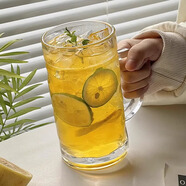 美杜1200ML帶把大容量水果茶玻璃杯ins風(fēng)家用果汁飲料喝水啤酒杯子 珠點(diǎn)玻璃杯【1.2L】