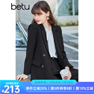 betu百圖女裝休閑小西裝女款通勤西服外套JD2101T29 黑色 XS