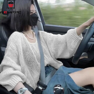 AEMAPE溫柔軟糯馬海毛鏤空針織衫女春秋慵懶韓版穿搭寬松毛衣罩衫上衣潮 白色 L (165)