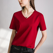 短袖T恤女80支雙面絲光棉衣服新款顯瘦棉T半袖上衣 車(chē)?yán)遄蛹tV型 4XL （建議140-155）