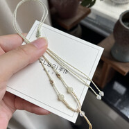 花樂(lè )集原創(chuàng  )手工編女細鎖骨項鏈溫柔精致可掛和田玉佛平安扣鎖新中式 淡綠+奶杏色，細1毫米左右，可調