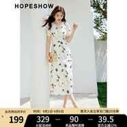 紅袖鹽系輕熟連衣裙夏季2025新款女裝收腰顯瘦V領(lǐng)高端精致碎花長裙 米底花611 L