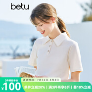 betu百圖女裝翻領(lǐng)polo衫短袖T恤女2204T12 杏色 XS