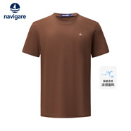 Navigare意大利小帆船男休閑簡約涼感純色短袖T恤1125505307 咖啡棕 L