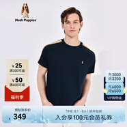 Hush Puppies暇步士男裝夏季復(fù)古運(yùn)動(dòng)純棉短袖T恤 085深藍(lán)2 XL