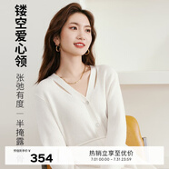 伊芙麗連衣裙2022冬裝新款深藍V領(lǐng)設計感高級茶歇裙針織連衣裙 米白 M 160/84A