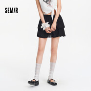 森馬（Semir）半身裙女設(shè)計(jì)感肌理蕾絲花邊甜美2025夏A字蓬蓬短裙109325120002