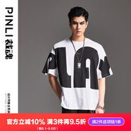 品立（PINLI）短袖T恤男純棉夏季潮流字母印花男士寬松體恤上衣 白色 L 175