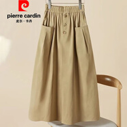 皮爾卡丹（pierre cardin）官方品牌高端純棉仿天絲半身裙2025春夏新款時(shí)尚松緊腰工裝風(fēng)大口 卡其色 M 85-100