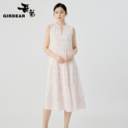 哥弟（GIRDEAR）夏日甜美減齡木耳邊無(wú)袖寬松長(cháng)款印花連衣裙1500497 美人魚(yú) S （2碼）