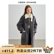 VEGA CHANG毛呢大衣女2025年秋冬新款撞色領(lǐng)顯瘦氣質(zhì)羊毛呢大衣 常規(guī) 版 L
