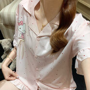 貝逸芙法式高級感睡衣女夏季冰絲薄款2025年新款網(wǎng)紅氣質(zhì)短袖短褲套裝夏 JDX261Y#雙短-粉KT M