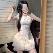 唐努烏【竹杳】新中式旗袍可拆袖lolita少女漢服OP連衣裙中華風(fēng)洛麗塔 【上新】白色 S