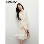 紅袖（hopeshow）紅袖復(fù)古 連衣裙   90225121604 淺米色 S