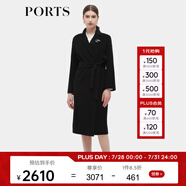 PORTS寶姿秋季新款女裝甜美櫻粉長(zhǎng)袖中長(zhǎng)毛呢大衣ALD9C003QZW025 黑色（胸針隨機(jī)贈(zèng)送） M 6