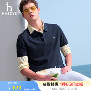 哈吉斯（HAZZYS）男裝 夏季款上衣輕商務(wù)通勤多色百搭短袖POLO衫男ASTZE0BBX26 藏青色NV 3XL (190/108A 54)
