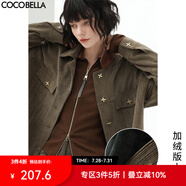 COCOBELLA[美拉德穿搭]撞色PU拼接燈芯絨外套女休閑加絨夾克SC518 版上衣SC518Z 加絨 L 全工藝絲光燈芯絨有光澤