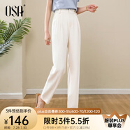 歐莎（OSA）高腰窄版OL職業(yè)垂感煙管西裝褲女通勤顯瘦直筒休閑褲子2025秋新款 米白色 L