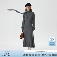 范思藍(lán)恩半高領(lǐng)針織連衣裙女冬裝韓版設(shè)計(jì)感氣質(zhì)蝙蝠袖裙子14378 氣質(zhì)灰 XS