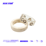 胖東來品質(zhì)笑臉戒指亞克力設(shè)計(jì)感潮流指環(huán)兩件套 杏+杏臉兩件套戒指 透明:16mm 杏色:17.5mm (內(nèi)直徑)