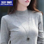 羅蒙（ROMON）純棉半高領(lǐng)長(zhǎng)袖打底衫女新款秋冬季內(nèi)搭螺紋T恤女黑色長(zhǎng)袖上衣服 淺灰色. XL 115-125斤)