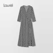 Laurèl【桑蠶絲】25夏新款赫本風(fēng)格紋裹身長裙女LWD361Y07500 白格子 M
