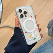 適用iphone16 Pro Max手機殼透明磁吸可愛男女款防摔相機按鍵 膚感蝴蝶小狗【單殼】弱磁 iPhone 16 Pro