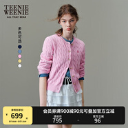 Teenie Weenie【趙露思同款】小熊女裝毛衣新款黃色針織衫空調(diào)開衫 粉色 L