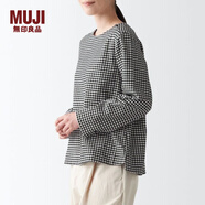 無印良品 MUJI 女式 法蘭絨 罩衫 純棉全棉  BCA24C1A 黑色格紋 M