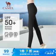 駱駝（CAMEL）防曬速干女士高腰收腹彈力健身九分褲 Y1S10L6608A 幻影黑 S