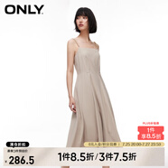 ONLY春季通勤休閑高腰吊帶中長(zhǎng)裙傘裙連衣裙女|124107057 C45 銀襯灰色 L 170/88A