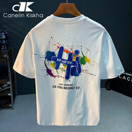 Canelin Kiskha短袖t恤男2025夏季圓領(lǐng)寬松短袖打底衫百搭休閑半袖體恤衫 白色 XL 碼