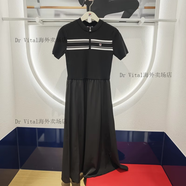 FILA斐樂女裝2025夏女士運(yùn)動輕商務(wù)收腰翻領(lǐng)連身裙F11W528307 FBK黑色 S 160